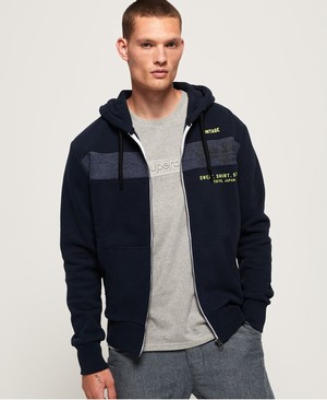 Superdry Sweat Ing Shop Magma Panel Cipzár Férfi Kapucnis Pulóver Sötétkék | NPBSG8649